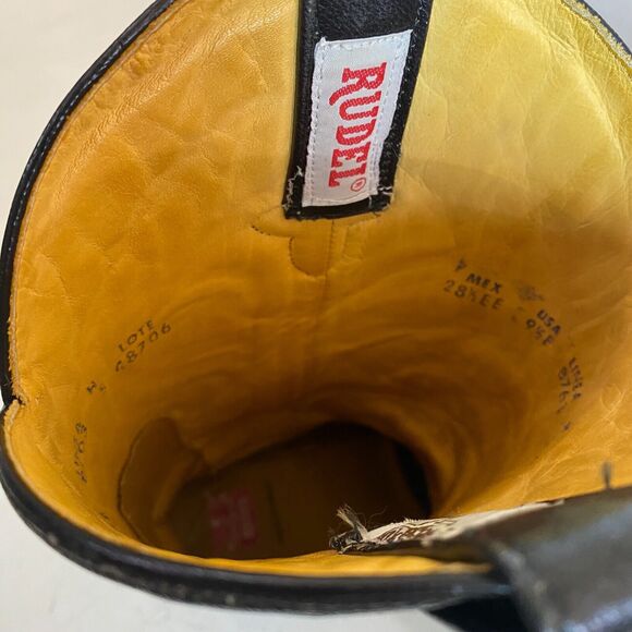 Mens Vintage Cowboy Boots Rudel Made In Mexico 9.5E Alligator Western Boot Black - Picture 5 of 10